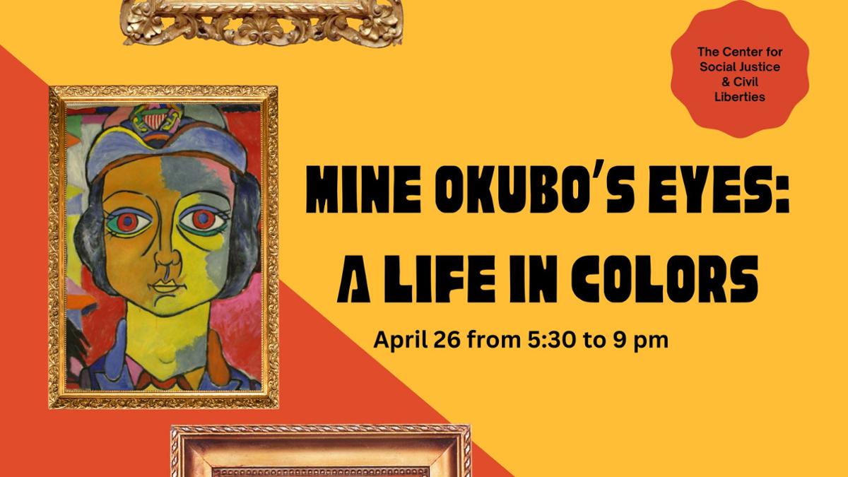 Mine Okubo art with title of event