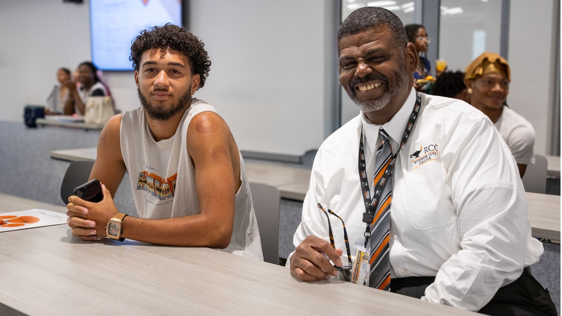 president with student, bishop