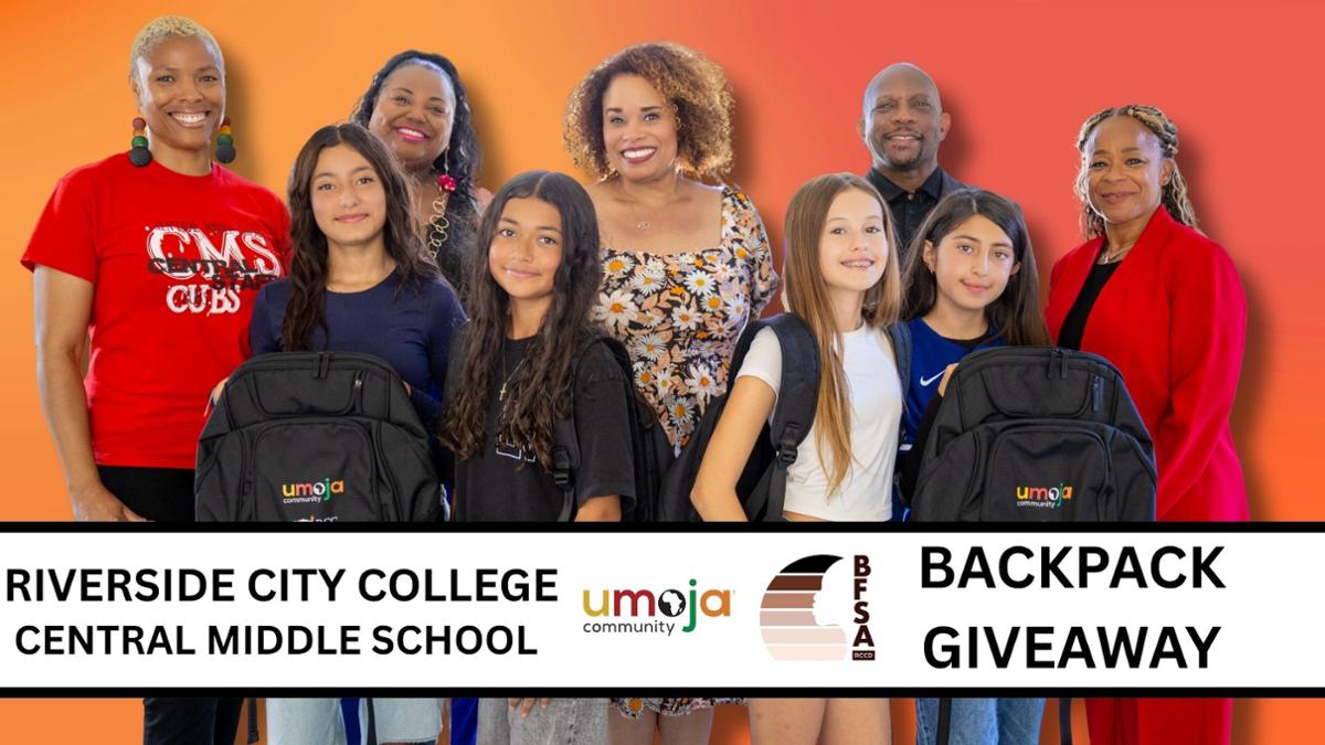individuals at the backpack giveaway 
