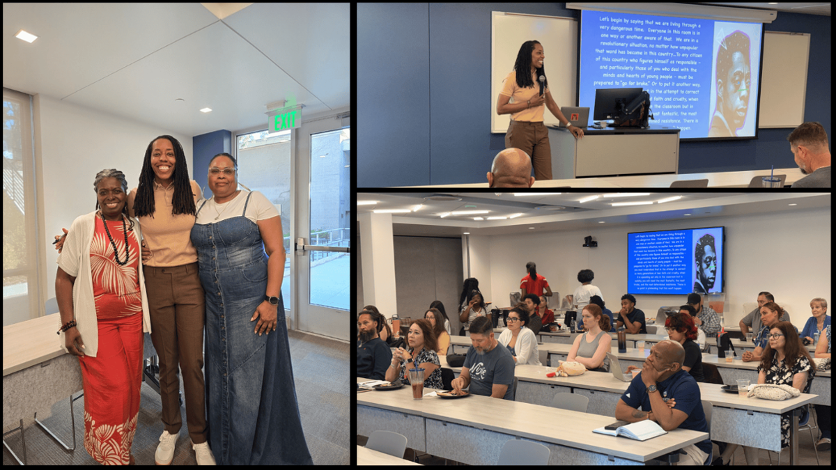 bettina love and faculty as she lectures 