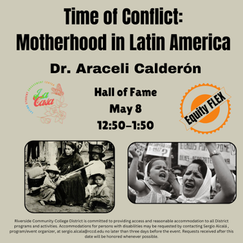 Beige background, images of mothers from Latin American countries. La Casa logo and equity flex image