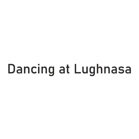 Graphic with a white background and black text reading, “Dancing at Ludhnasa.”