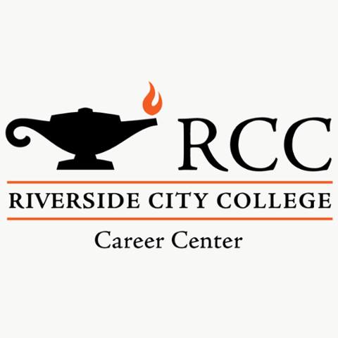Riverside City College Career Center logo featuring the RCC lamp of learning with an orange flame and the words “RCC Riverside City College Career Center.”