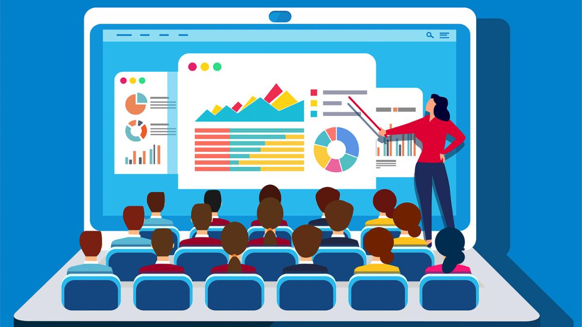 person caoching people in data