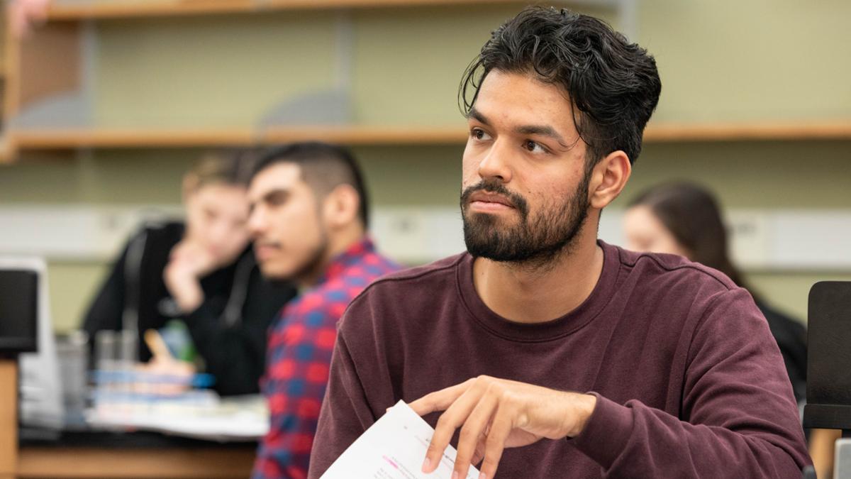 RCC student looking towards front of room 