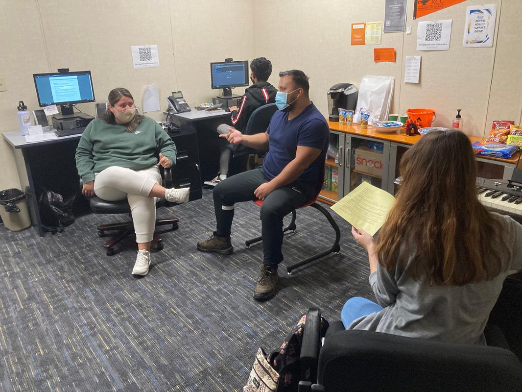 People working in a support center