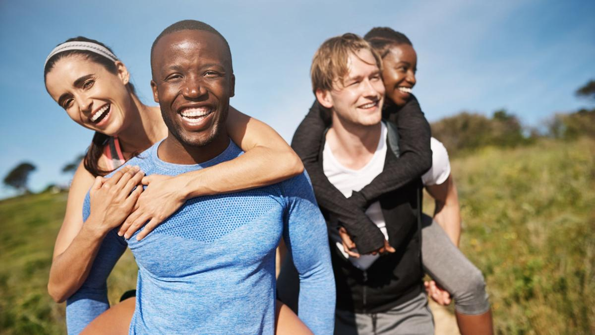 People laughing enjoying an exercise. Student Health Services Banner